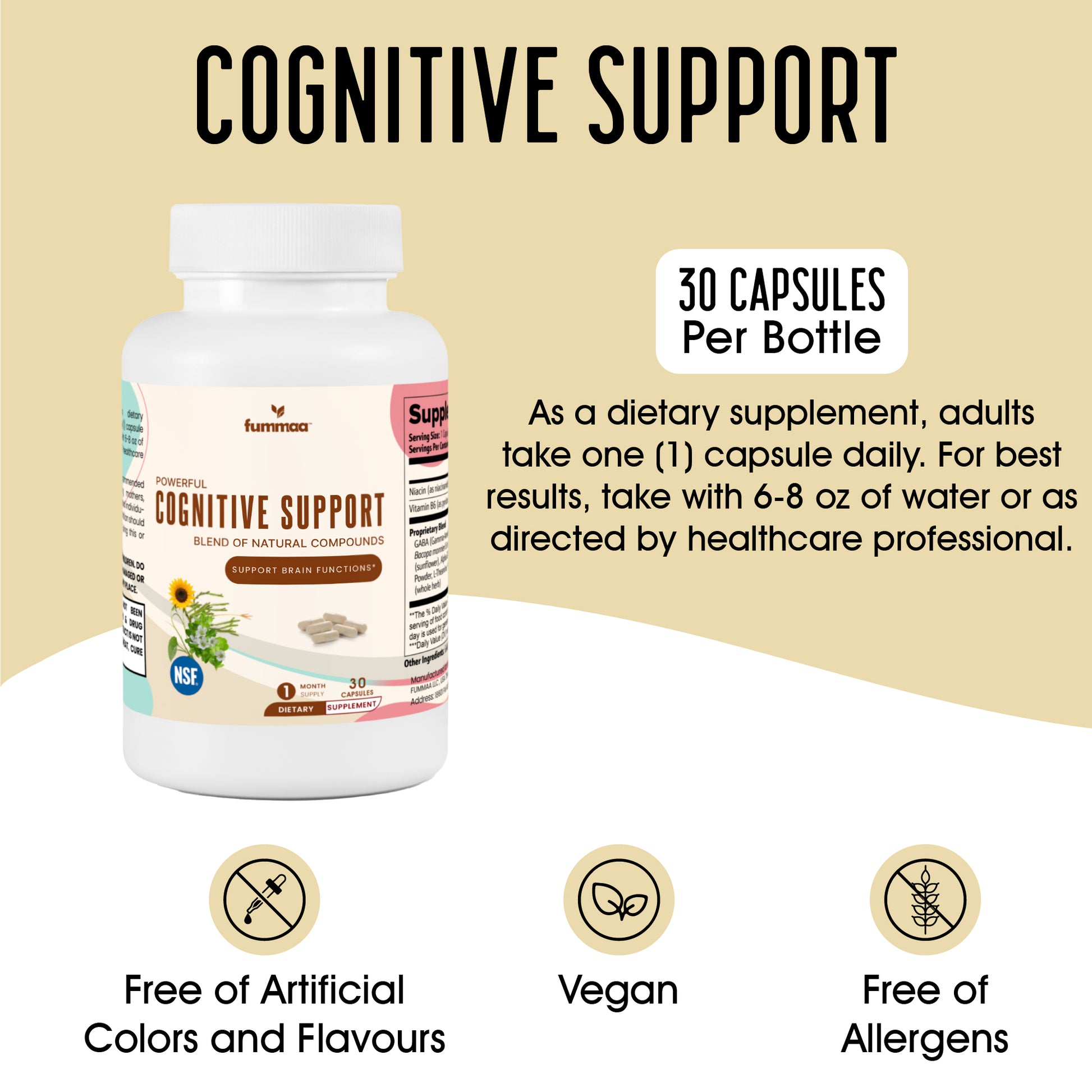 Congitive Support 30 Capsules per Bottle | Fummaa™