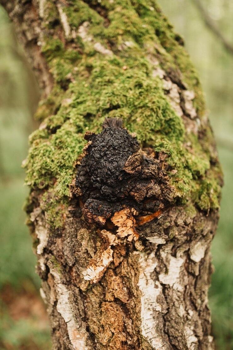 Chaga Mushroom on Birch Tree