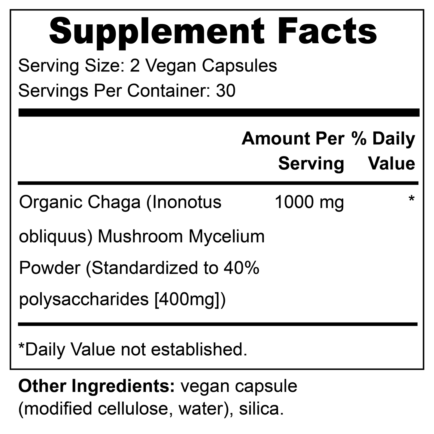 Key Ingredients of Organic Chaga Mushroom | Supplement Facts