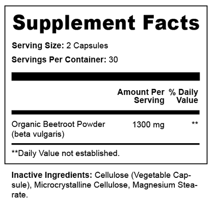 Organic Beetroot Supplement Facts: 1300mg per serving- Fummaa™