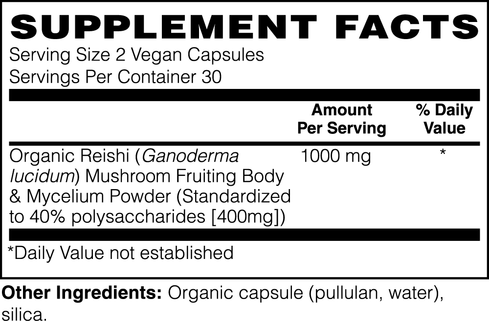 Organic Reishi Mushroom Supplement Facts: Serving Size, Ingredients, Nutrition - Fummaa™